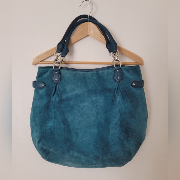 Coach Blue Suede Hobo Handbag - Picture 2 of 9